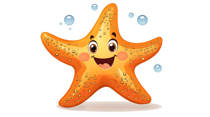 A cartoon starfish with a smile on its face. Generated using AI.