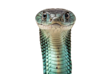 Vibrant green snake with striking scales and sharp eyes poised for action