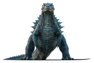 Majestic dragon creature standing tall with detailed scales and spikes in a dramatic pose suitable for fantasy artwork or character design