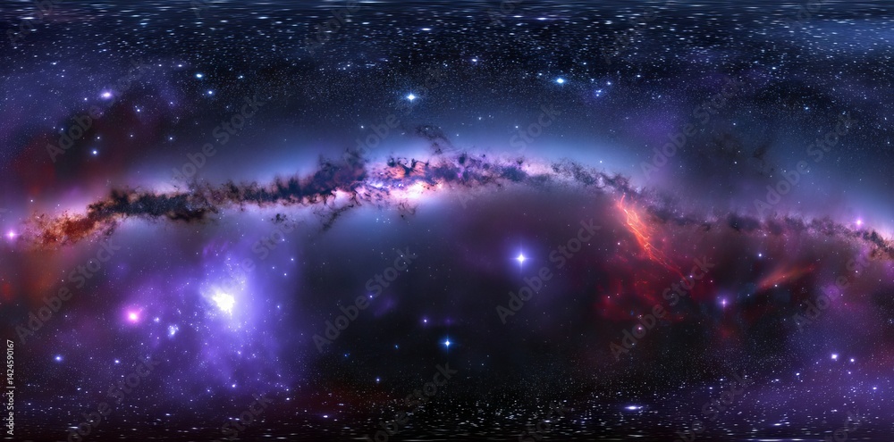 Wall mural the environment is represented as a 360-degree stellar system and gas nebula in equirectangular proj