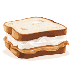 Fluffernutter Sandwich with Peanut Butter and Marshmallow