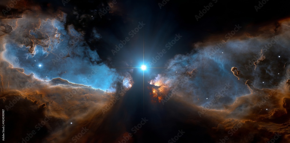 Canvas Prints the space background showcases a 360-degree interstellar cloud of dust and gas, accompanied by a neb