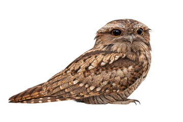 Fototapeta premium Owl perched calmly, displaying intricate feathers and curious eyes—perfect for wildlife lovers and educational materials