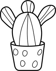 hand drawn vector illustration of an cactus in a potted, Cactus Outline Coloring Page
