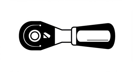 Obraz premium Ratchet wrench tool, simplified black and white graphic.