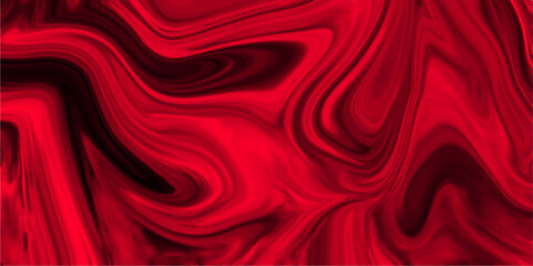 Red Paper with soft waves and black fabric liquid metallic art paint texture. Fluid art, alcohol ink wallpaper for branding, poster, banner, flayer, presentation. Wave or wavy folds of grunge silk