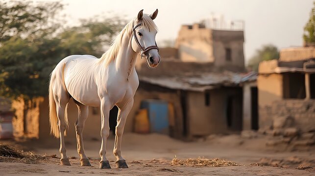 Marwari horse with distinctive inward curved ears
