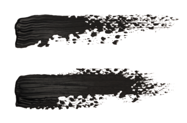 PNG Art Black Oil, Acrylic ink grain smear brush stroke painting blot shape element. Abstract relief grunge, dirty texture stain on transparent background. Set.