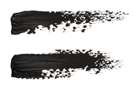 PNG Art Black Oil, Acrylic ink grain smear brush stroke painting blot shape element. Abstract relief grunge, dirty texture stain on transparent background. Set.