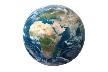 Fototapeta premium Planet Earth is depicted in vibrant colors, highlighting the diverse continents and vast oceans