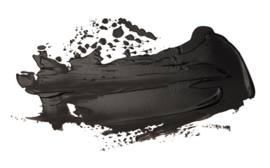 PNG Art Black Oil, Acrylic ink grain smear painting blot shape element. Abstract relief grunge, dirty texture brush stroke stain on transparent background.
