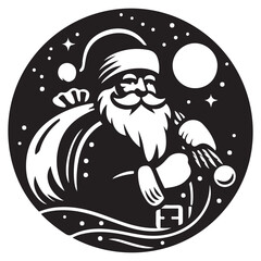 Christmas Santa Claus with sack silhouette vector illustration