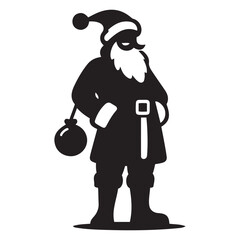 Christmas Santa Claus with sack silhouette vector illustration