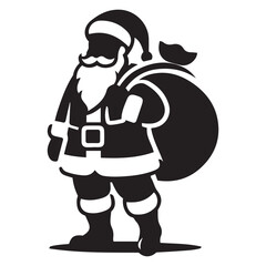 Christmas Santa Claus with sack silhouette vector illustration