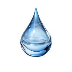 A clear drop of water with a sharp point isolated on white background PNG