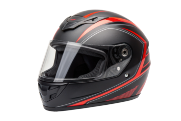 Stylish motorcycle helmet featuring a sleek black and red design for safety and comfort during rides