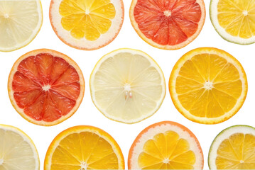 Obraz premium Vibrant citrus slices arranged for fresh summer recipes and healthy snacks