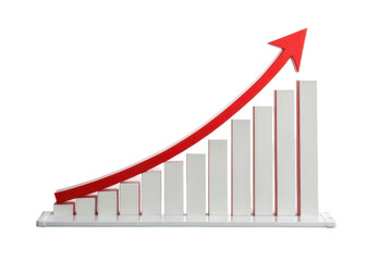 Growth trends represented by a rising bar chart illustrating financial progress and business success