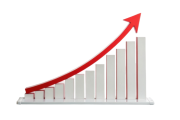 Growth trends represented by a rising bar chart illustrating financial progress and business success
