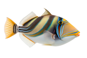 Colorful striped fish swimming gracefully in a bright aquatic environment designed for marine enthusiasts