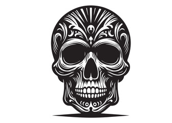 skull head silhouette logo vector, skull logo icon silhouette, human skull death silhouette vector, black human skull head silhouette vector illustration on white background	
