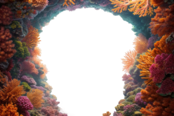 Underwater coral reef formations illuminate a vibrant aquatic landscape with colorful marine life