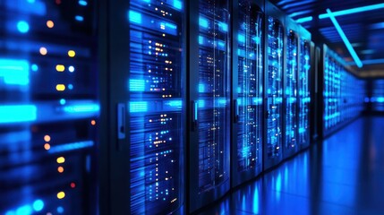 Illuminated Server Room: A Digital Data Center's Core
