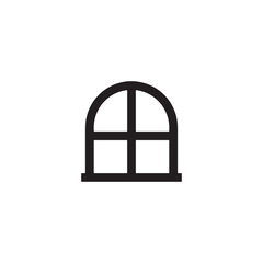 Minimal arched window icon in black Vector