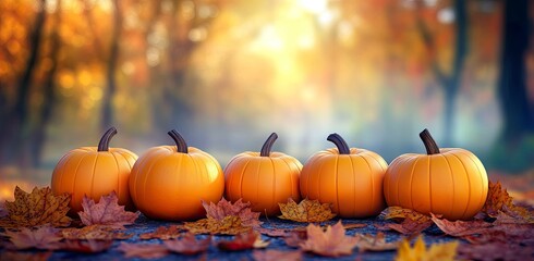 Autumnal Pumpkins: A Warm, Golden Harvest Scene