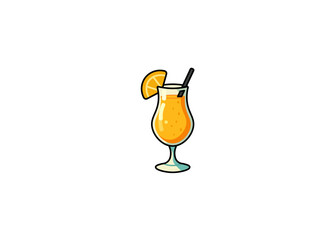 Vector illustration of cartoon fruit cocktail in glass isolated on white background