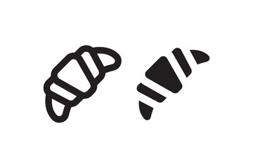 Croissant icons in outline and solid black Vector