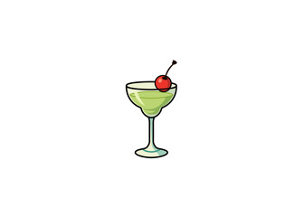 Vector illustration of cartoon fruit cocktail in glass isolated on white background
