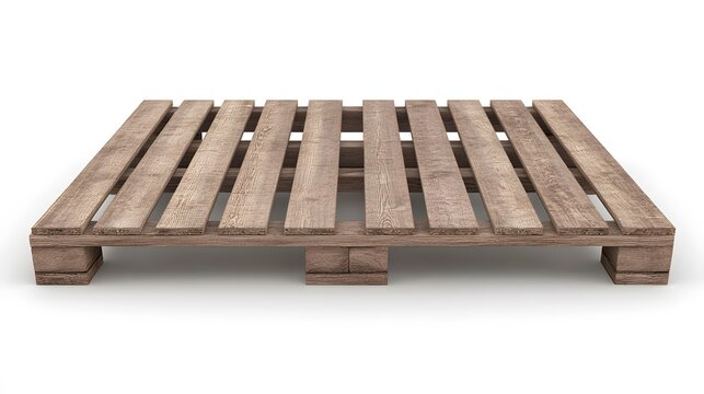 Realistic Wooden Pallet 3D Render Isolated on White Background