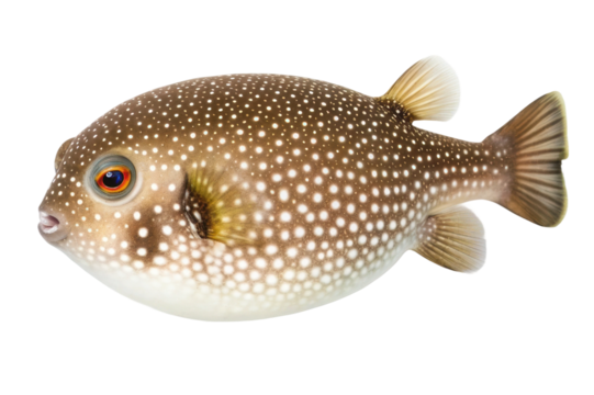 Unique freshwater fish with distinctive spots and vibrant colors swimming in clear water