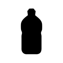 Black silhouette of plastic bottle container for liquid storage and packaging vector graphic design