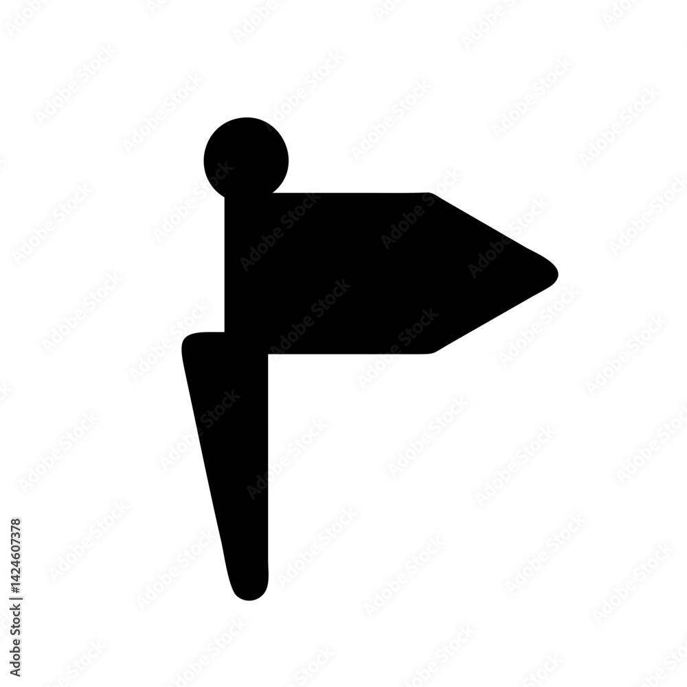Poster directional sign vector illustration, black arrow signpost graphic, navigation pointer icon design e