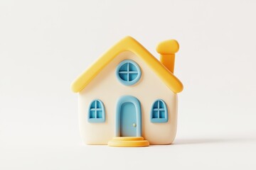 Minimalistic pastel pink and cream toy house isolated on white background, perfect for real estate, home iconography, or child-friendly graphic design concepts.