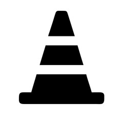 Black safety cone vector illustration for road construction site and traffic warning signs design