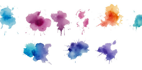 Set of colorful paint splatter abstract vector texture background. Set of abstract watercolor water splash background.	
