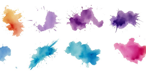 watercolor vector stains colors splash collection. Set of watercolor brush strokes	