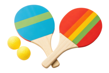 Colorful paddles and balls for fun and active play during summer gatherings or family outdoor activities