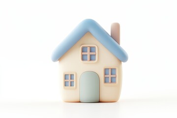 Minimalistic pastel pink and cream toy house isolated on white background, perfect for real estate, home iconography, or child-friendly graphic design concepts.