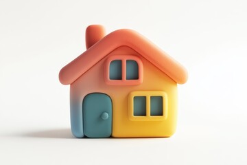 Minimalistic pastel pink and cream toy house isolated on white background, perfect for real estate, home iconography, or child-friendly graphic design concepts.