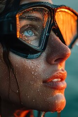 Woman in Scuba Mask, Sunset Dive