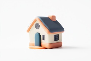 Minimalistic pastel pink and cream toy house isolated on white background, perfect for real estate, home iconography, or child-friendly graphic design concepts.
