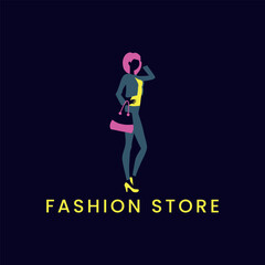 women fashion clothing store logo design vector