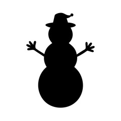 Black silhouette snowman with hat vector graphic for christmas and winter holiday designs clip art