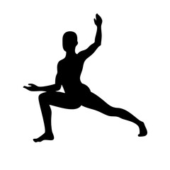 Yoga warrior two pose silhouette vector art for fitness wellness and healthy lifestyle design element