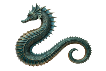 Serpentine dragon illustration with detailed scales and dynamic pose for creative projects and fantasy themes