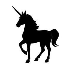 Unicorn silhouette vector art print design for magical fantasy themed home decor and crafts